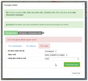 codis comarcals